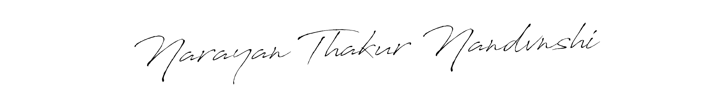 The best way (Antro_Vectra) to make a short signature is to pick only two or three words in your name. The name Narayan Thakur Nandvnshi include a total of six letters. For converting this name. Narayan Thakur Nandvnshi signature style 6 images and pictures png