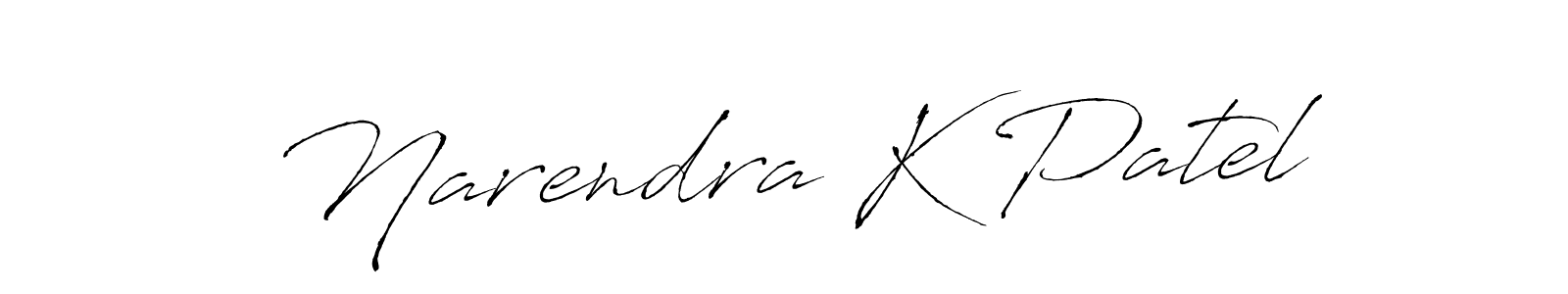 How to make Narendra K Patel name signature. Use Antro_Vectra style for creating short signs online. This is the latest handwritten sign. Narendra K Patel signature style 6 images and pictures png