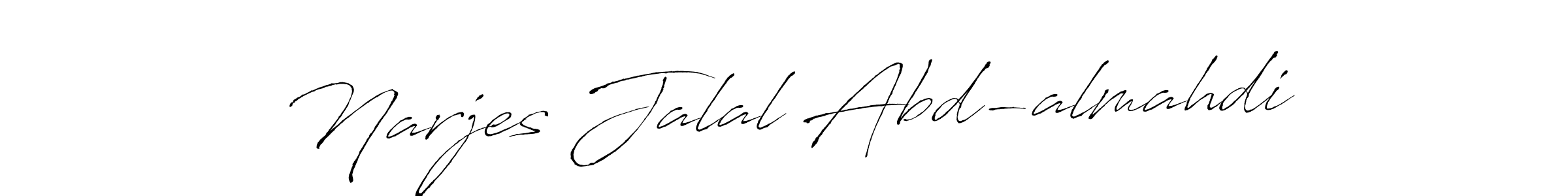 Antro_Vectra is a professional signature style that is perfect for those who want to add a touch of class to their signature. It is also a great choice for those who want to make their signature more unique. Get Narjes Jalal Abd-almahdi name to fancy signature for free. Narjes Jalal Abd-almahdi signature style 6 images and pictures png
