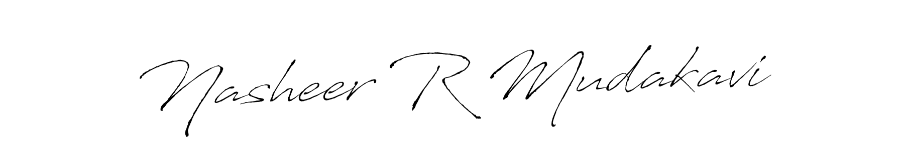 How to make Nasheer R Mudakavi name signature. Use Antro_Vectra style for creating short signs online. This is the latest handwritten sign. Nasheer R Mudakavi signature style 6 images and pictures png