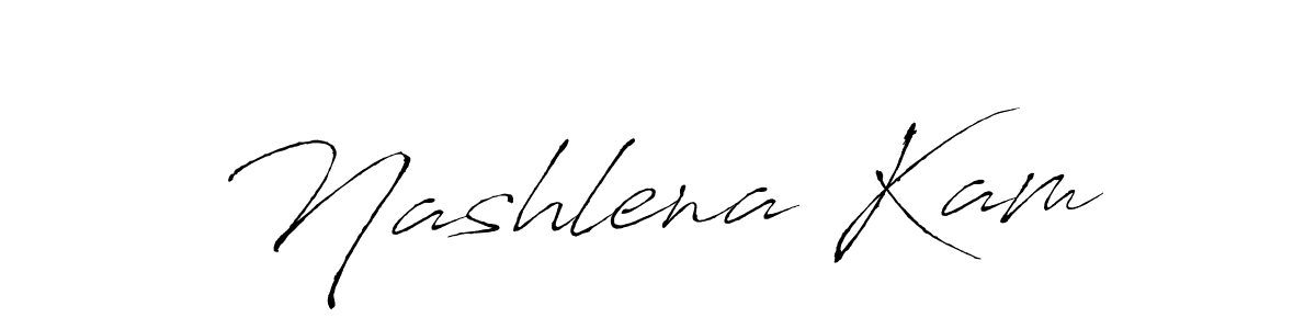 How to make Nashlena Kam name signature. Use Antro_Vectra style for creating short signs online. This is the latest handwritten sign. Nashlena Kam signature style 6 images and pictures png