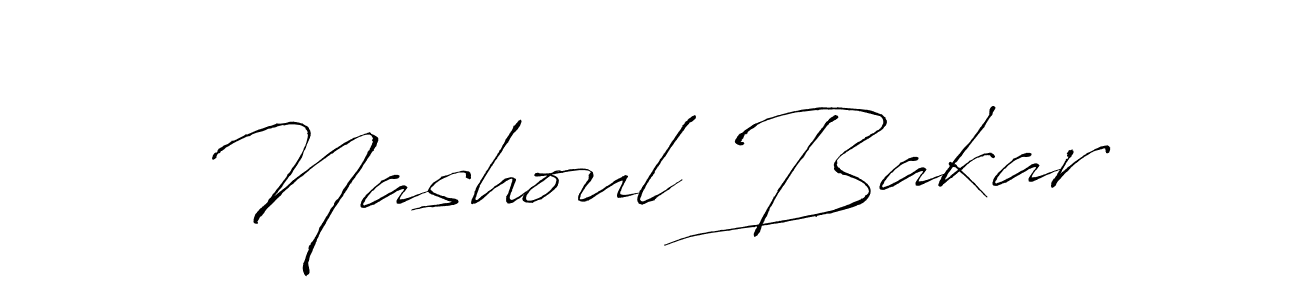 How to make Nashoul Bakar name signature. Use Antro_Vectra style for creating short signs online. This is the latest handwritten sign. Nashoul Bakar signature style 6 images and pictures png