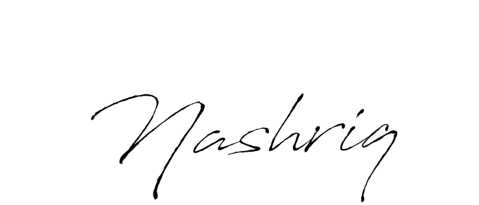 Make a beautiful signature design for name Nashriq. With this signature (Antro_Vectra) style, you can create a handwritten signature for free. Nashriq signature style 6 images and pictures png