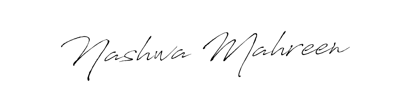 How to make Nashwa Mahreen name signature. Use Antro_Vectra style for creating short signs online. This is the latest handwritten sign. Nashwa Mahreen signature style 6 images and pictures png