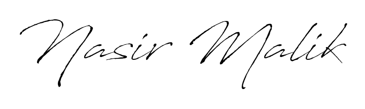 Discover how Nasir Malik looks in an executive cursive font (Antro_Vectra). Perfect for legal documents, invoices, and certificates. Nasir Malik signature style 6 images and pictures png