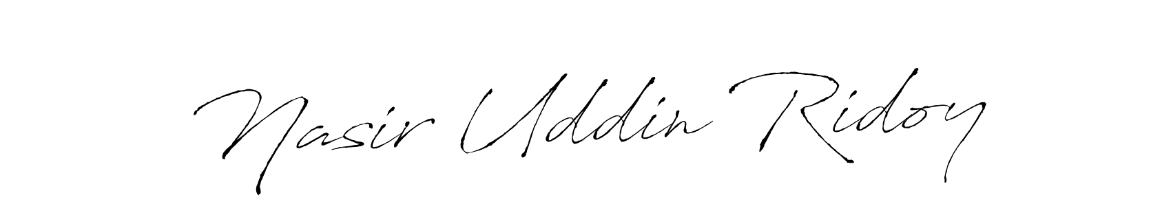 Design your own signature with our free online signature maker. With this signature software, you can create a handwritten (Antro_Vectra) signature for name Nasir Uddin Ridoy. Nasir Uddin Ridoy signature style 6 images and pictures png