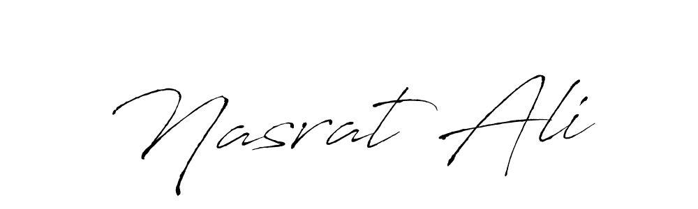 Make a beautiful signature design for name Nasrat Ali. With this signature (Antro_Vectra) style, you can create a handwritten signature for free. Nasrat Ali signature style 6 images and pictures png