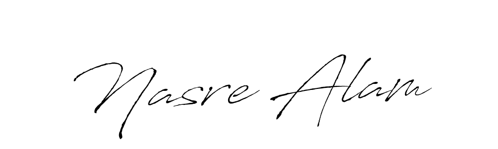 How to make Nasre Alam name signature. Use Antro_Vectra style for creating short signs online. This is the latest handwritten sign. Nasre Alam signature style 6 images and pictures png