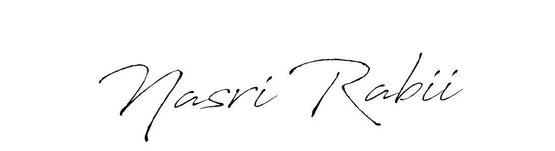 The best way (Antro_Vectra) to make a short signature is to pick only two or three words in your name. The name Nasri Rabii include a total of six letters. For converting this name. Nasri Rabii signature style 6 images and pictures png