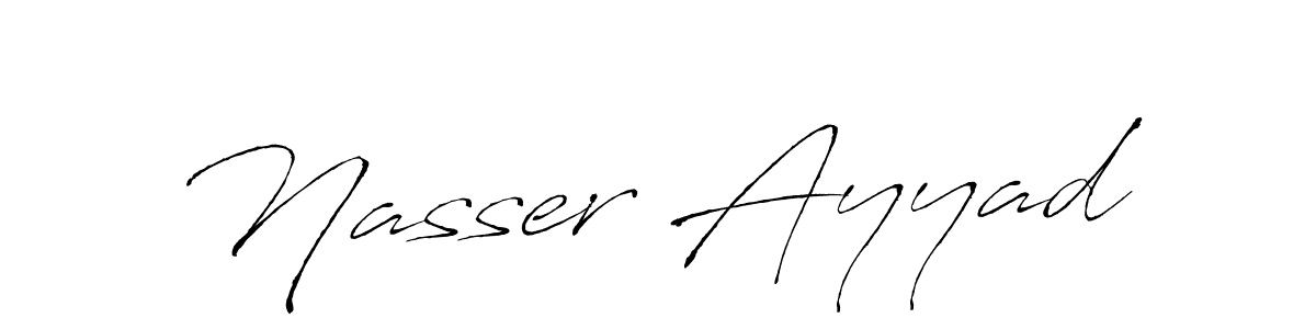 The best way (Antro_Vectra) to make a short signature is to pick only two or three words in your name. The name Nasser Ayyad include a total of six letters. For converting this name. Nasser Ayyad signature style 6 images and pictures png