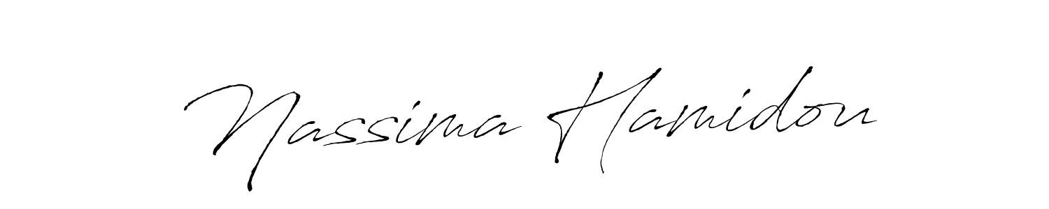 The best way (Antro_Vectra) to make a short signature is to pick only two or three words in your name. The name Nassima Hamidou include a total of six letters. For converting this name. Nassima Hamidou signature style 6 images and pictures png