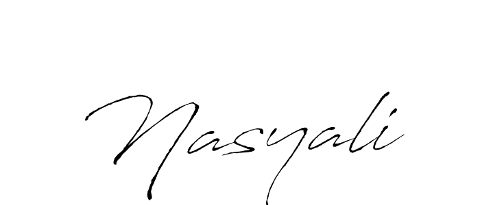 Make a beautiful signature design for name Nasyali. With this signature (Antro_Vectra) style, you can create a handwritten signature for free. Nasyali signature style 6 images and pictures png