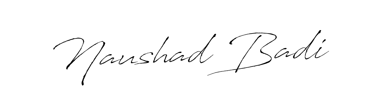 Naushad Badi stylish signature style. Best Handwritten Sign (Antro_Vectra) for my name. Handwritten Signature Collection Ideas for my name Naushad Badi. Naushad Badi signature style 6 images and pictures png