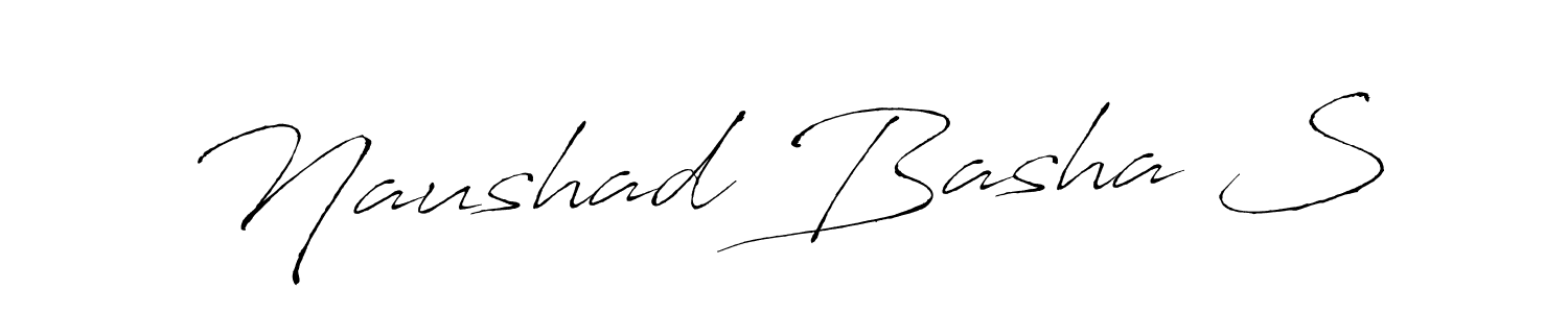 Create a beautiful signature design for name Naushad Basha S. With this signature (Antro_Vectra) fonts, you can make a handwritten signature for free. Naushad Basha S signature style 6 images and pictures png