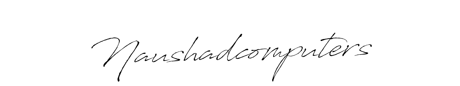 How to make Naushadcomputers name signature. Use Antro_Vectra style for creating short signs online. This is the latest handwritten sign. Naushadcomputers signature style 6 images and pictures png