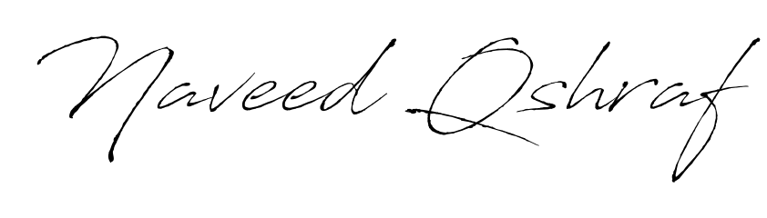The Antro_Vectra handwriting style adds charm and authenticity to name Naveed Qshraf. A wonderful choice for personal thank-you notes. Naveed Qshraf signature style 6 images and pictures png