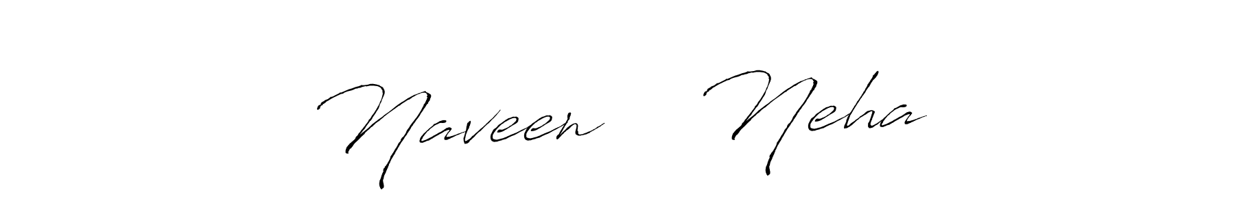 How to make Naveen ❤️ Neha name signature. Use Antro_Vectra style for creating short signs online. This is the latest handwritten sign. Naveen ❤️ Neha signature style 6 images and pictures png