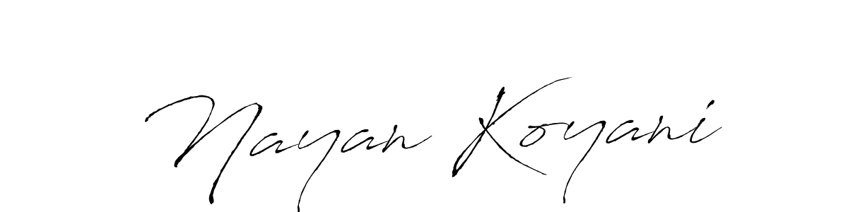 The best way (Antro_Vectra) to make a short signature is to pick only two or three words in your name. The name Nayan Koyani include a total of six letters. For converting this name. Nayan Koyani signature style 6 images and pictures png