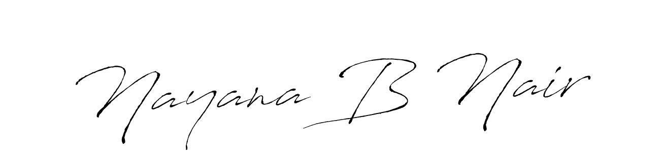 How to make Nayana B Nair name signature. Use Antro_Vectra style for creating short signs online. This is the latest handwritten sign. Nayana B Nair signature style 6 images and pictures png