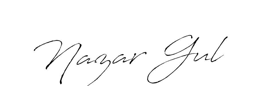 How to make Nazar Gul name signature. Use Antro_Vectra style for creating short signs online. This is the latest handwritten sign. Nazar Gul signature style 6 images and pictures png