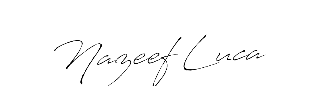 The best way (Antro_Vectra) to make a short signature is to pick only two or three words in your name. The name Nazeef Luca include a total of six letters. For converting this name. Nazeef Luca signature style 6 images and pictures png