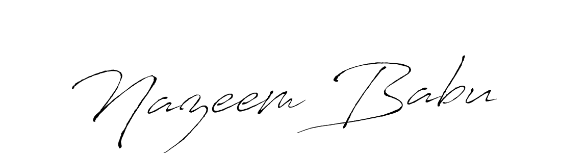 Antro_Vectra is a professional signature style that is perfect for those who want to add a touch of class to their signature. It is also a great choice for those who want to make their signature more unique. Get Nazeem Babu name to fancy signature for free. Nazeem Babu signature style 6 images and pictures png