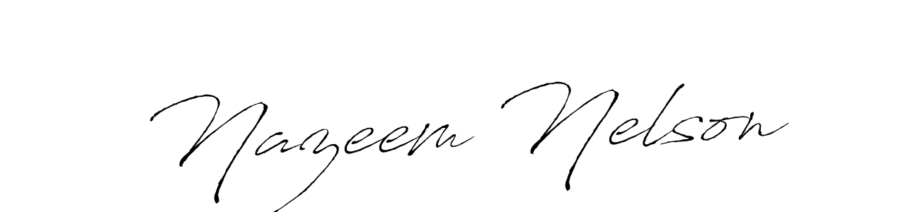 How to make Nazeem Nelson name signature. Use Antro_Vectra style for creating short signs online. This is the latest handwritten sign. Nazeem Nelson signature style 6 images and pictures png