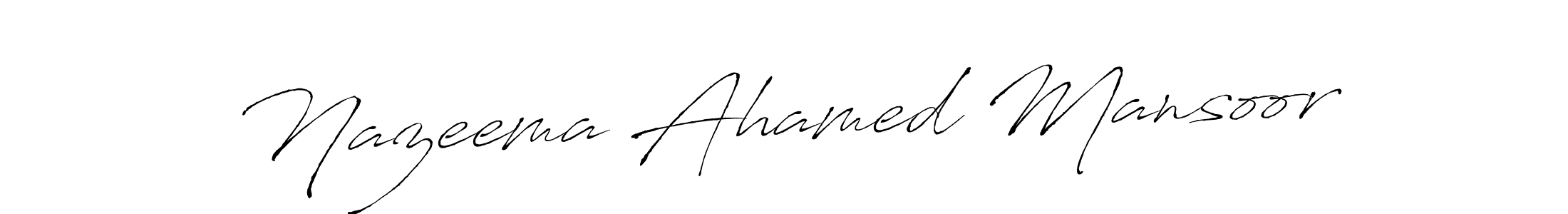 if you are searching for the best signature style for your name Nazeema Ahamed Mansoor. so please give up your signature search. here we have designed multiple signature styles  using Antro_Vectra. Nazeema Ahamed Mansoor signature style 6 images and pictures png