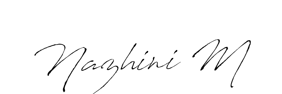 if you are searching for the best signature style for your name Nazhini M. so please give up your signature search. here we have designed multiple signature styles  using Antro_Vectra. Nazhini M signature style 6 images and pictures png