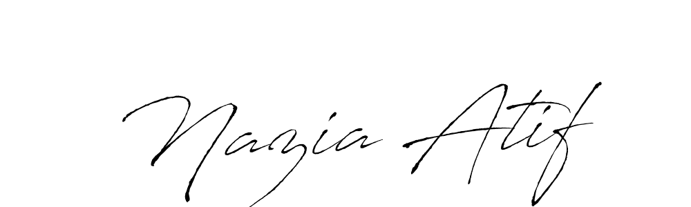 How to make Nazia Atif name signature. Use Antro_Vectra style for creating short signs online. This is the latest handwritten sign. Nazia Atif signature style 6 images and pictures png