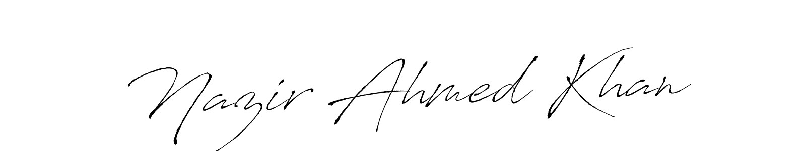 How to make Nazir Ahmed Khan name signature. Use Antro_Vectra style for creating short signs online. This is the latest handwritten sign. Nazir Ahmed Khan signature style 6 images and pictures png
