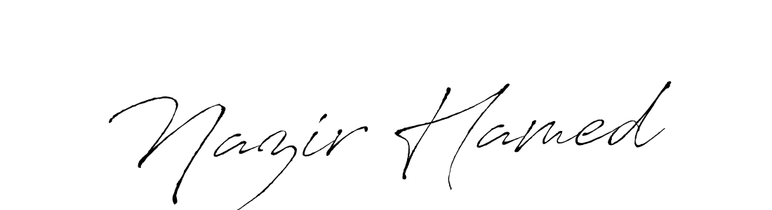 The best way (Antro_Vectra) to make a short signature is to pick only two or three words in your name. The name Nazir Hamed include a total of six letters. For converting this name. Nazir Hamed signature style 6 images and pictures png