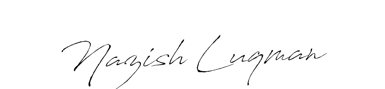 The best way (Antro_Vectra) to make a short signature is to pick only two or three words in your name. The name Nazish Luqman include a total of six letters. For converting this name. Nazish Luqman signature style 6 images and pictures png