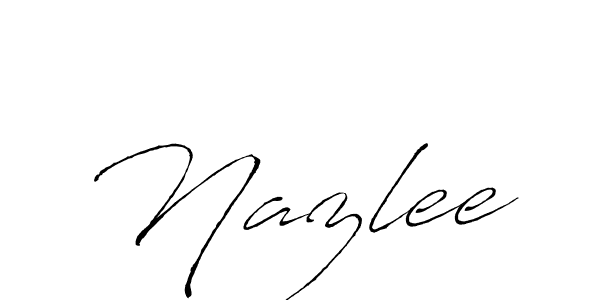 The best way (Antro_Vectra) to make a short signature is to pick only two or three words in your name. The name Nazlee include a total of six letters. For converting this name. Nazlee signature style 6 images and pictures png