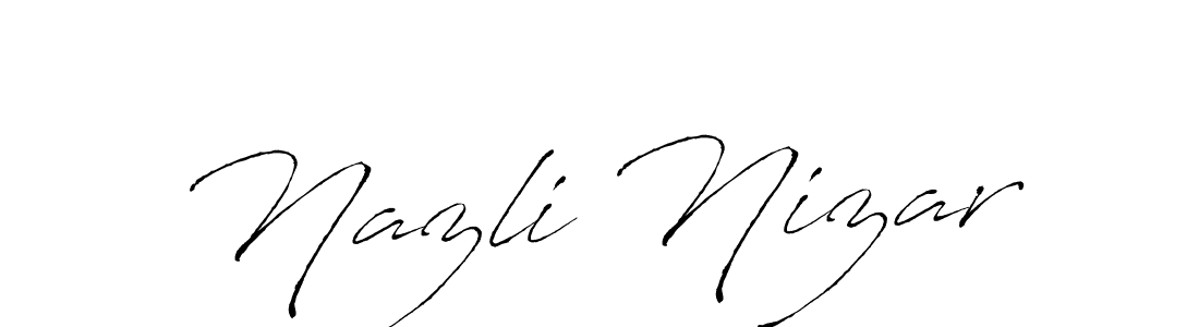 How to make Nazli Nizar name signature. Use Antro_Vectra style for creating short signs online. This is the latest handwritten sign. Nazli Nizar signature style 6 images and pictures png