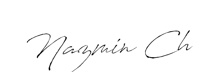 The best way (Antro_Vectra) to make a short signature is to pick only two or three words in your name. The name Nazmin Ch include a total of six letters. For converting this name. Nazmin Ch signature style 6 images and pictures png