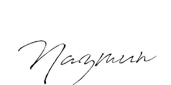 Use a signature maker to create a handwritten signature online. With this signature software, you can design (Antro_Vectra) your own signature for name Nazmun. Nazmun signature style 6 images and pictures png