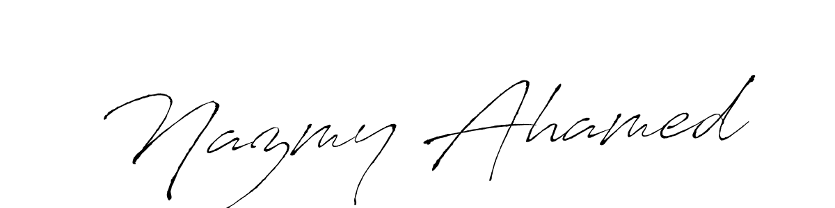 You can use this online signature creator to create a handwritten signature for the name Nazmy Ahamed. This is the best online autograph maker. Nazmy Ahamed signature style 6 images and pictures png