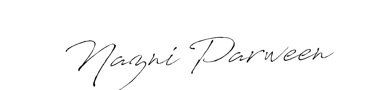 The best way (Antro_Vectra) to make a short signature is to pick only two or three words in your name. The name Nazni Parween include a total of six letters. For converting this name. Nazni Parween signature style 6 images and pictures png