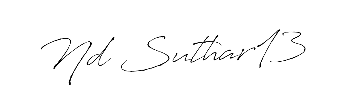 Similarly Antro_Vectra is the best handwritten signature design. Signature creator online .You can use it as an online autograph creator for name Nd Suthar13. Nd Suthar13 signature style 6 images and pictures png