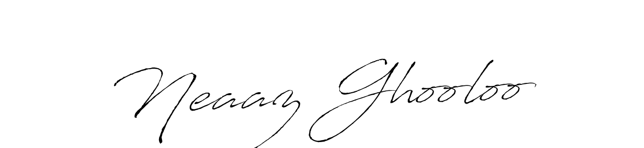 How to make Neaaz Ghooloo signature? Antro_Vectra is a professional autograph style. Create handwritten signature for Neaaz Ghooloo name. Neaaz Ghooloo signature style 6 images and pictures png