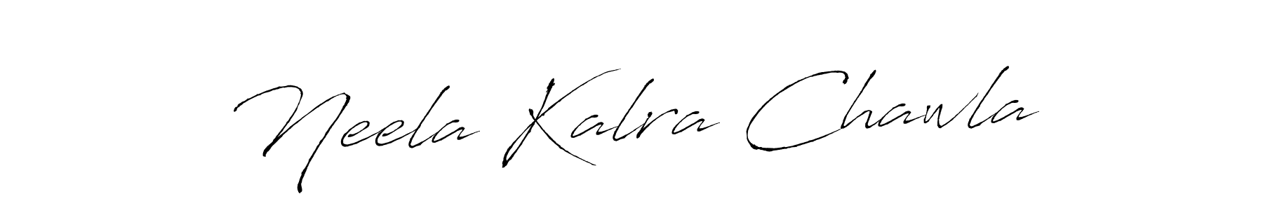 How to make Neela Kalra Chawla name signature. Use Antro_Vectra style for creating short signs online. This is the latest handwritten sign. Neela Kalra Chawla signature style 6 images and pictures png