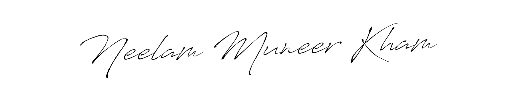 This is the best signature style for the Neelam Muneer Kham name. Also you like these signature font (Antro_Vectra). Mix name signature. Neelam Muneer Kham signature style 6 images and pictures png