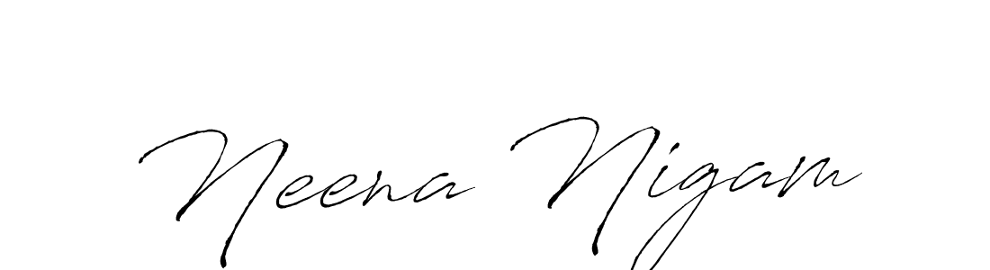 How to make Neena Nigam name signature. Use Antro_Vectra style for creating short signs online. This is the latest handwritten sign. Neena Nigam signature style 6 images and pictures png
