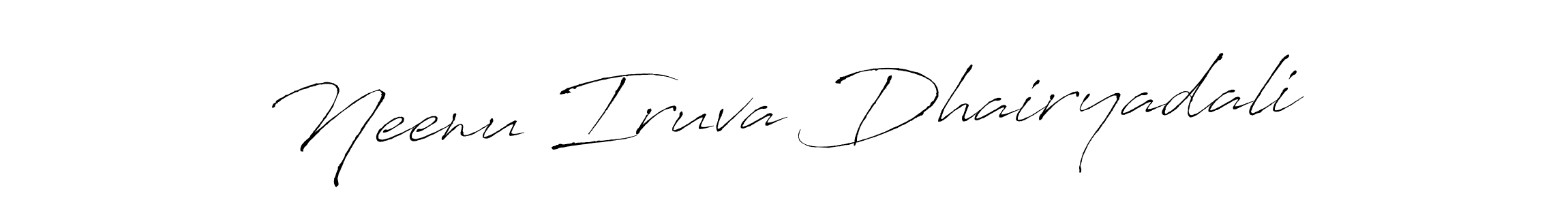 Antro_Vectra is a professional signature style that is perfect for those who want to add a touch of class to their signature. It is also a great choice for those who want to make their signature more unique. Get Neenu Iruva Dhairyadali name to fancy signature for free. Neenu Iruva Dhairyadali signature style 6 images and pictures png