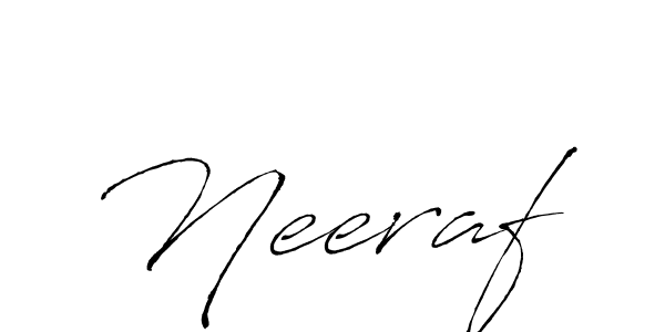 Use a signature maker to create a handwritten signature online. With this signature software, you can design (Antro_Vectra) your own signature for name Neeraf. Neeraf signature style 6 images and pictures png