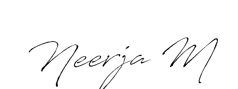 Antro_Vectra is a professional signature style that is perfect for those who want to add a touch of class to their signature. It is also a great choice for those who want to make their signature more unique. Get Neerja M name to fancy signature for free. Neerja M signature style 6 images and pictures png