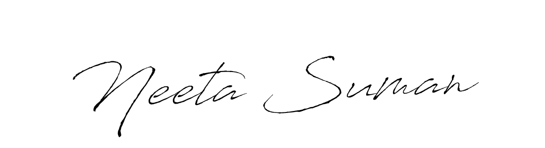 The best way (Antro_Vectra) to make a short signature is to pick only two or three words in your name. The name Neeta Suman include a total of six letters. For converting this name. Neeta Suman signature style 6 images and pictures png