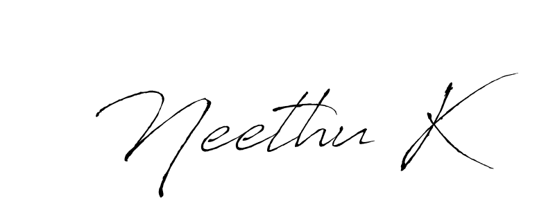 Design your own signature with our free online signature maker. With this signature software, you can create a handwritten (Antro_Vectra) signature for name Neethu K. Neethu K signature style 6 images and pictures png