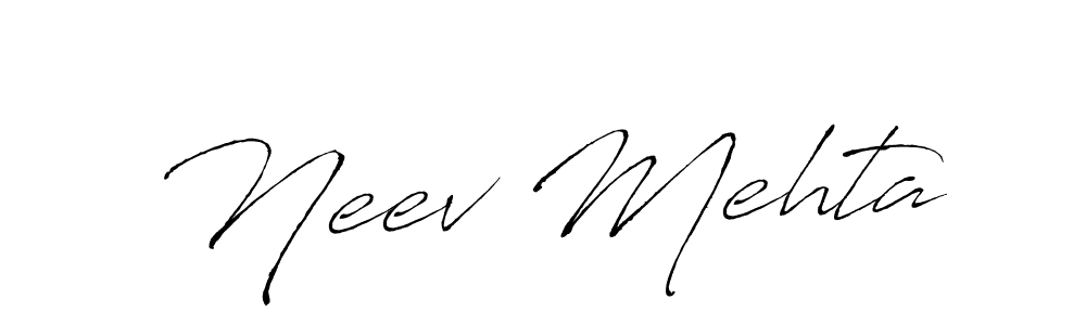 Use a signature maker to create a handwritten signature online. With this signature software, you can design (Antro_Vectra) your own signature for name Neev Mehta. Neev Mehta signature style 6 images and pictures png